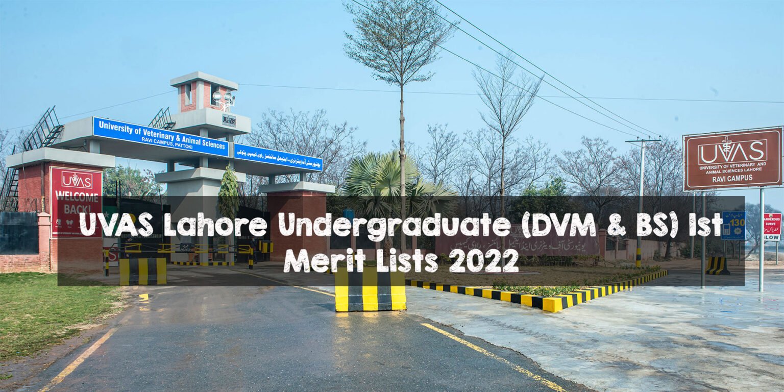 UVAS Lahore Undergraduate (DVM & BS) 1st Merit Lists 2022