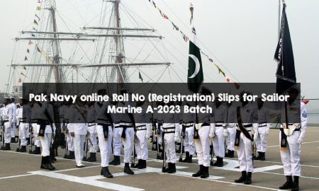 Pak Navy online Roll No (Registration) Slips for Sailor Marine A-2023 Batch
