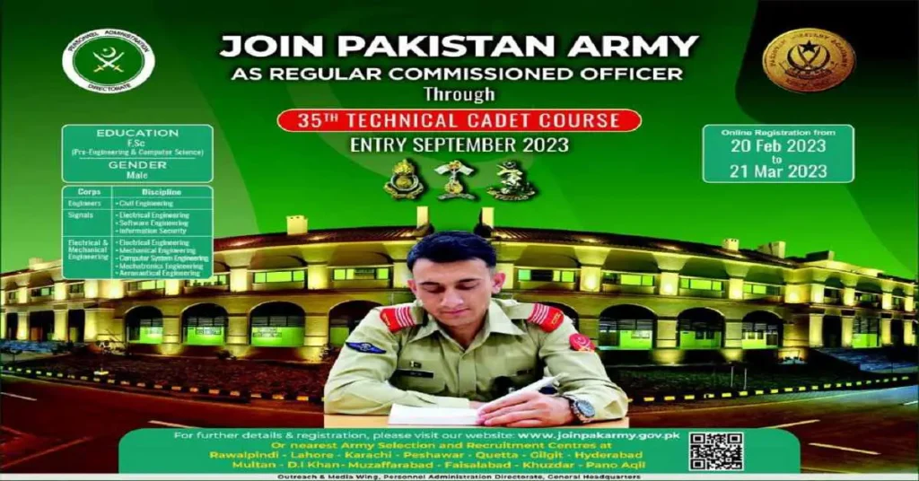 Pak Army Regular Commissioned Officer Jobs 2023 Via 35th Technical Cadet Course Pak Army Regular Commissioned Officer Jobs 2023 Via 35th Technical Cadet Course