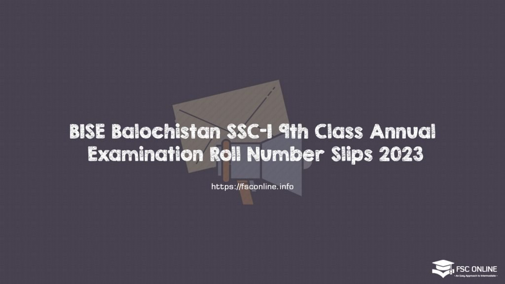 BISE Balochistan SSC-I 9th Class Annual Examination Roll Number Slips 2023 BISE Balochistan SSC-I 9th Class Annual Examination Roll Number Slips 2023