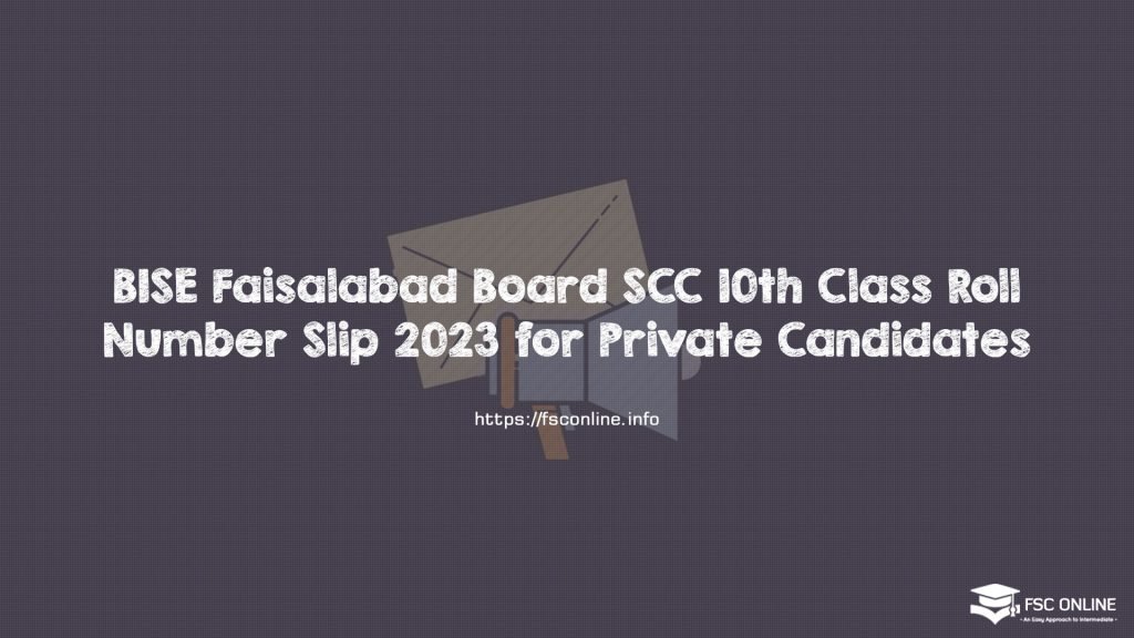 BISE Faisalabad Board SCC 10th Class Roll Number Slip 2023 for Private Candidates