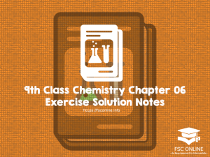 9th Class Chemistry Chapter 06 Exercise Solution Notes