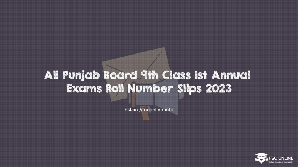 All Punjab Board 9th Class 1st Annual Exams Roll Number Slips 2023 All Punjab Board 9th Class 1st Annual Exams Roll Number Slips 2023