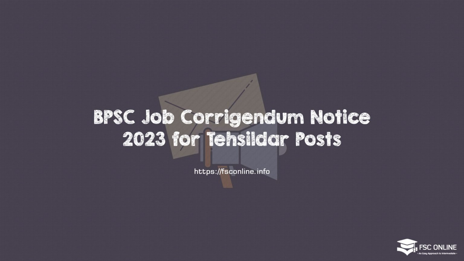 BPSC Job Corrigendum Notice 2023 for Tehsildar Posts