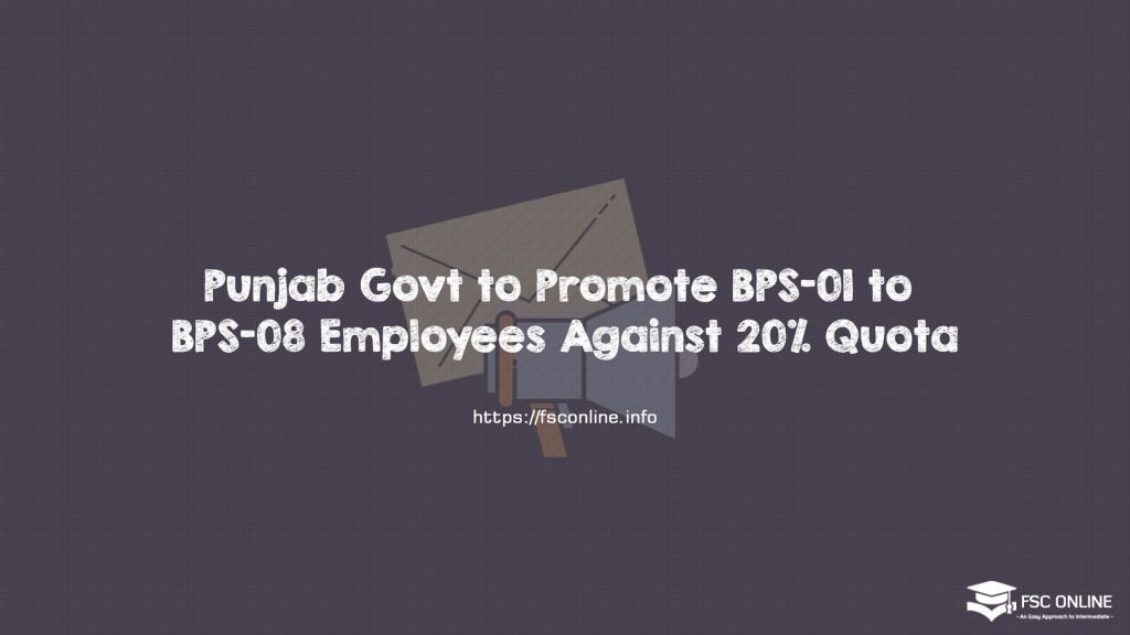 Punjab Govt to Promote BPS-01 to BPS-08 Employees Against 20% Quota
