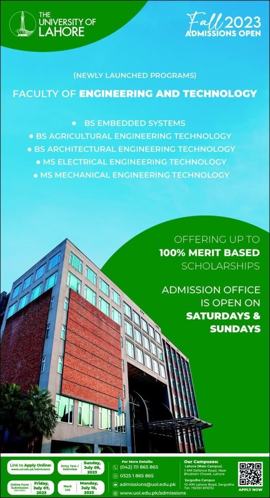 University of Lahore BS/MS Admission Open 2023 University of Lahore BS/MS Admission Open 2023