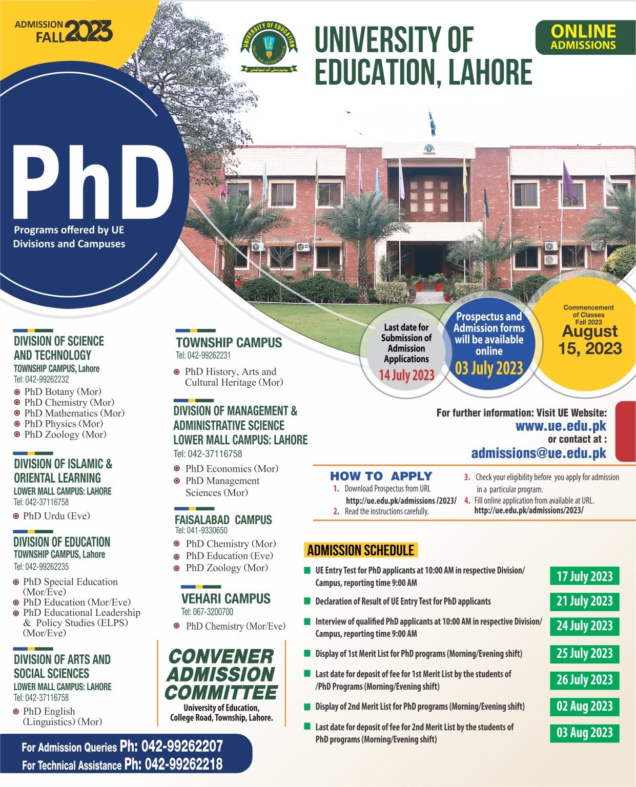 University of Education Lahore Admission Open 2023