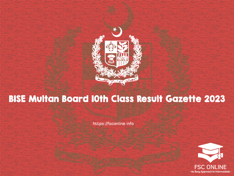 BISE Multan Board 10th Class Result Gazette 2023 Multan Board 10th Class Result Gazette 2023
