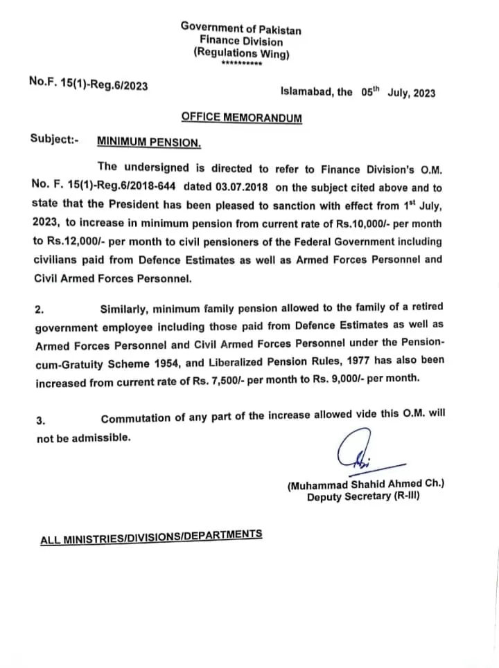 Govt to Increase Minimum Pension and Family Pension 2023