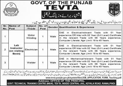 TEVTA Rawalpindi Jobs 2023 Latest Advertisement TEVTA Rawalpindi Jobs 2023 Latest Advertisement