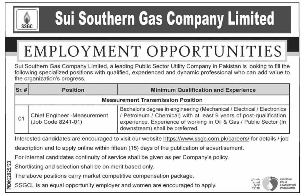 Sui Southern Gas Company Limited SSGC Latest Jobs 2024