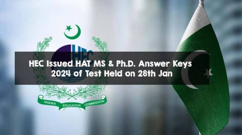 HEC Issued HAT MS & Ph.D. Answer Keys 2024 of Test Held on 28th Jan