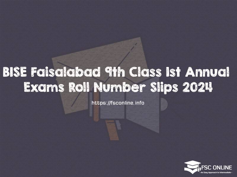 BISE Faisalabad 9th Class 1st Annual Exams Roll Number Slips 2024 BISE Faisalabad 9th Class 1st Annual Exams Roll Number Slips 2024